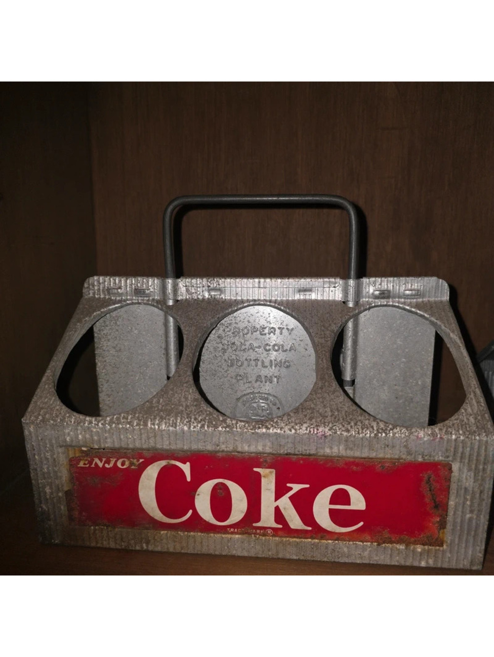Vintage 1950s Coca Cola Aluminum 6 Bottle Carrier Coke Bottling Plant Caddy